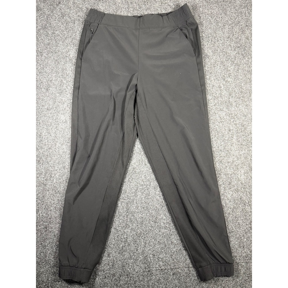 Athleta Brooklyn Jogger Black Pants Ribbed Trim Size 10 S/530631-00